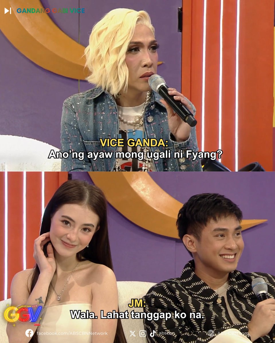 ABSCBN's tweet photo. 'Yan ang fantasy ng mga may jowang puro-"Nakakapagod na 'yang ugali mo!" 😂

Watch #GandangGabiVice UNFILTERED version exclusively on iWant!

#GGV #ViceGanda #JMFyang https://t.co/1LIrHPkqjc