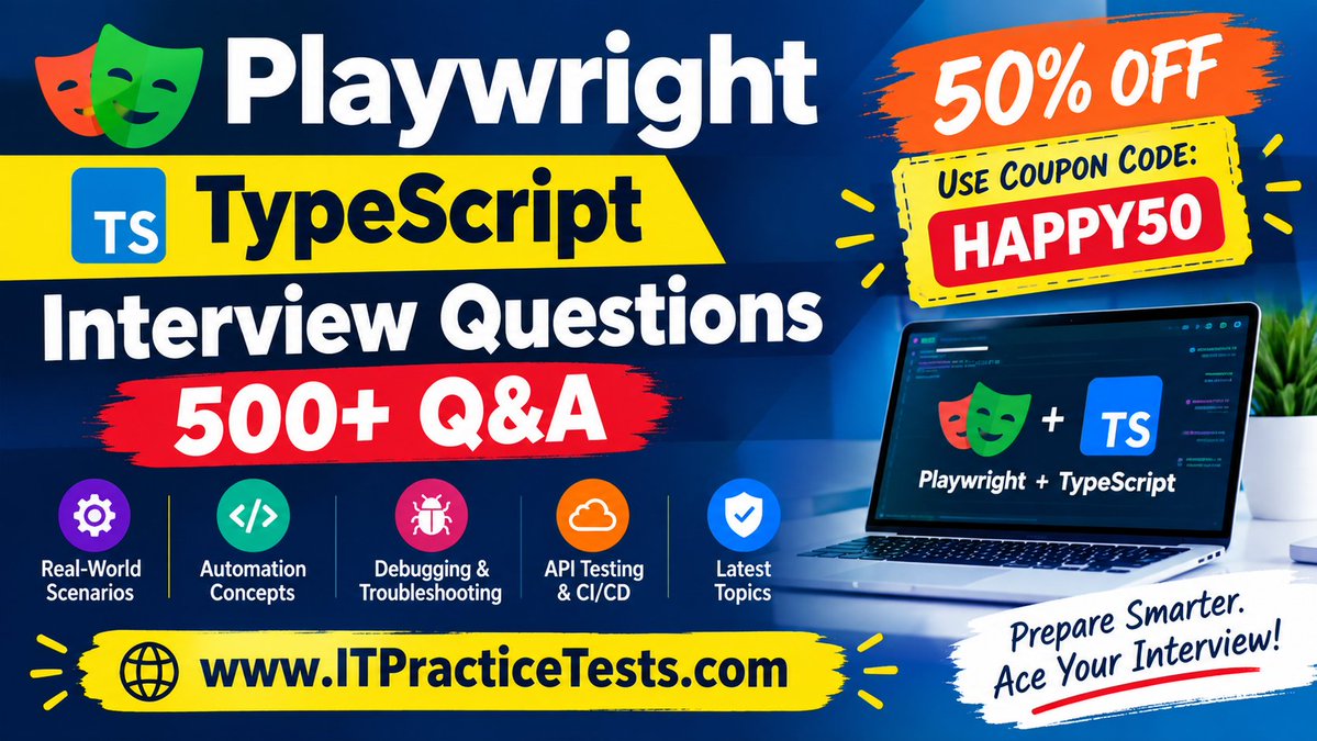 TeacherSoniya's tweet photo. 🚀 Preparing for a Playwright + TypeScript interview?

🎯 Prepare smarter for your next QA/SDET interview.

👉 https://t.co/xpd5jLVduS

#Playwright #TypeScript #TestAutomation #QA #SDET #SoftwareTesting #TechJobs https://t.co/PJ8oAer0VN
