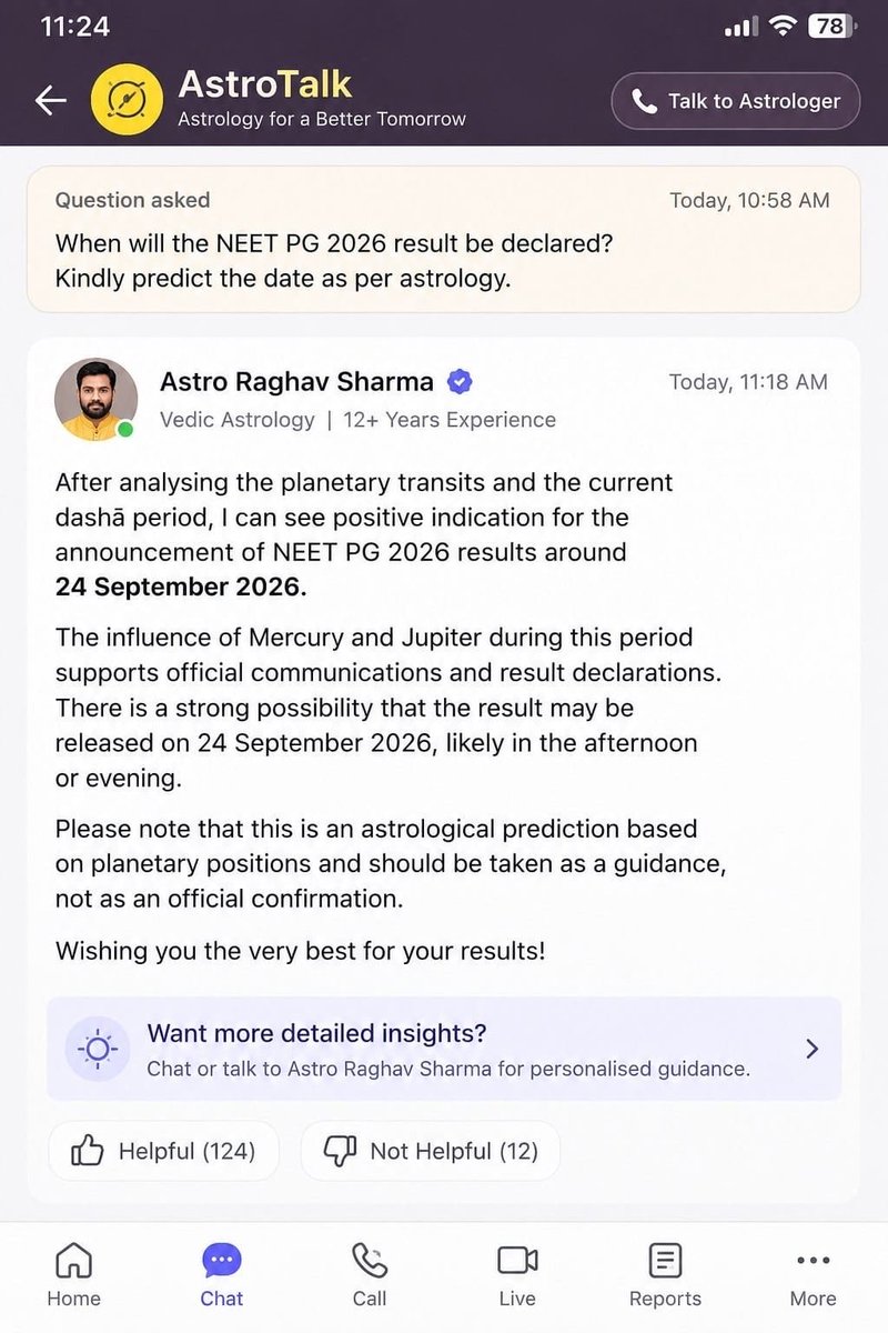 KASHIFK84544201's tweet photo. ⁉️NEETPG 2026 RESULTS around 24th September 2026
#NEETPGRESULT
🔹️Astrologer prediction https://t.co/BlVLKA8rRW