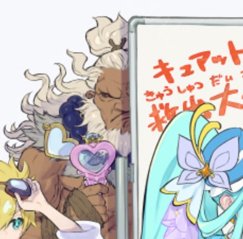 TaiMk2's tweet photo. スト６のプリキュアコラボのイラスト、豪鬼が物陰に隠れながらプリキットミラールーペ持ってて草
みんなで捜査してるから豪鬼も混ざりたいのかｗ
#たんプリ #スト6 https://t.co/YFcFhU85ba