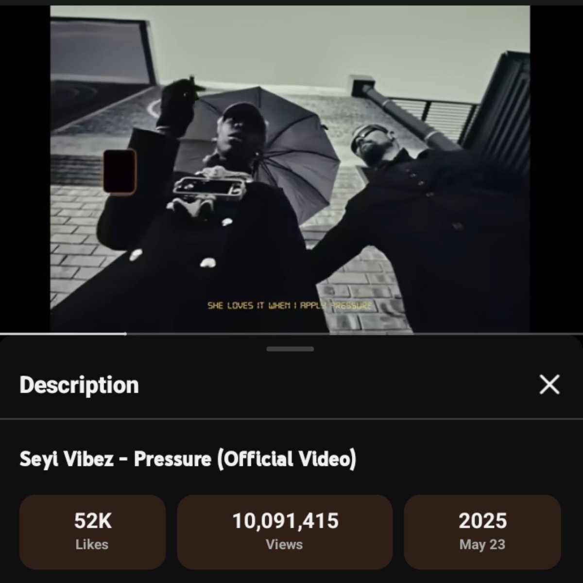 hunta_dickson's tweet photo. “Pressure” — 10,091,415 views. 🔥

— Seyi vibez's Sixth (solo) music video to achieve this threshold. https://t.co/ihqgh6ebzp