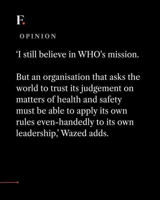 albd1971's tweet photo. “When politics overtakes due process, even institutions built to protect public trust can become vulnerable.”

In a deeply personal account, @drSaimaWazed describes what she calls her “year of professional exile” at the @WHOSEARO- after being placed on leave, facing allegations she disputes, and ultimately resigning from her position as Regional Director.

“I did not resign because I believed I had done anything wrong…”

She writes that an investigation into an alleged financial fraud claim was eventually closed after WHO’s Internal Oversight Services found the allegation “unsubstantiated.”

But her most serious concerns go beyond her own case:

“I have seen evidence suggesting that Dr Tedros communicated with Bangladesh’s interim authorities outside the channels one would normally expect…”

And she asks a question that extends far beyond her personal experience:

“Due process must mean the same thing for everyone.”

What happened behind the scenes at one of the world’s most important international institutions? Why did she spend almost a year without pay? And why, after the allegations were closed, did she conclude there was no meaningful path left for her at WHO?

Read Saima Wazed’s full account in @firstpost.

https://t.co/ttm621ELBs?

#Bangladesh #Conspiracy #YunusRegime