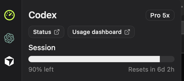 tuancodes's tweet photo. after 25 minutes down another 5% on the weekly codex usage https://t.co/3zjf3bx62p