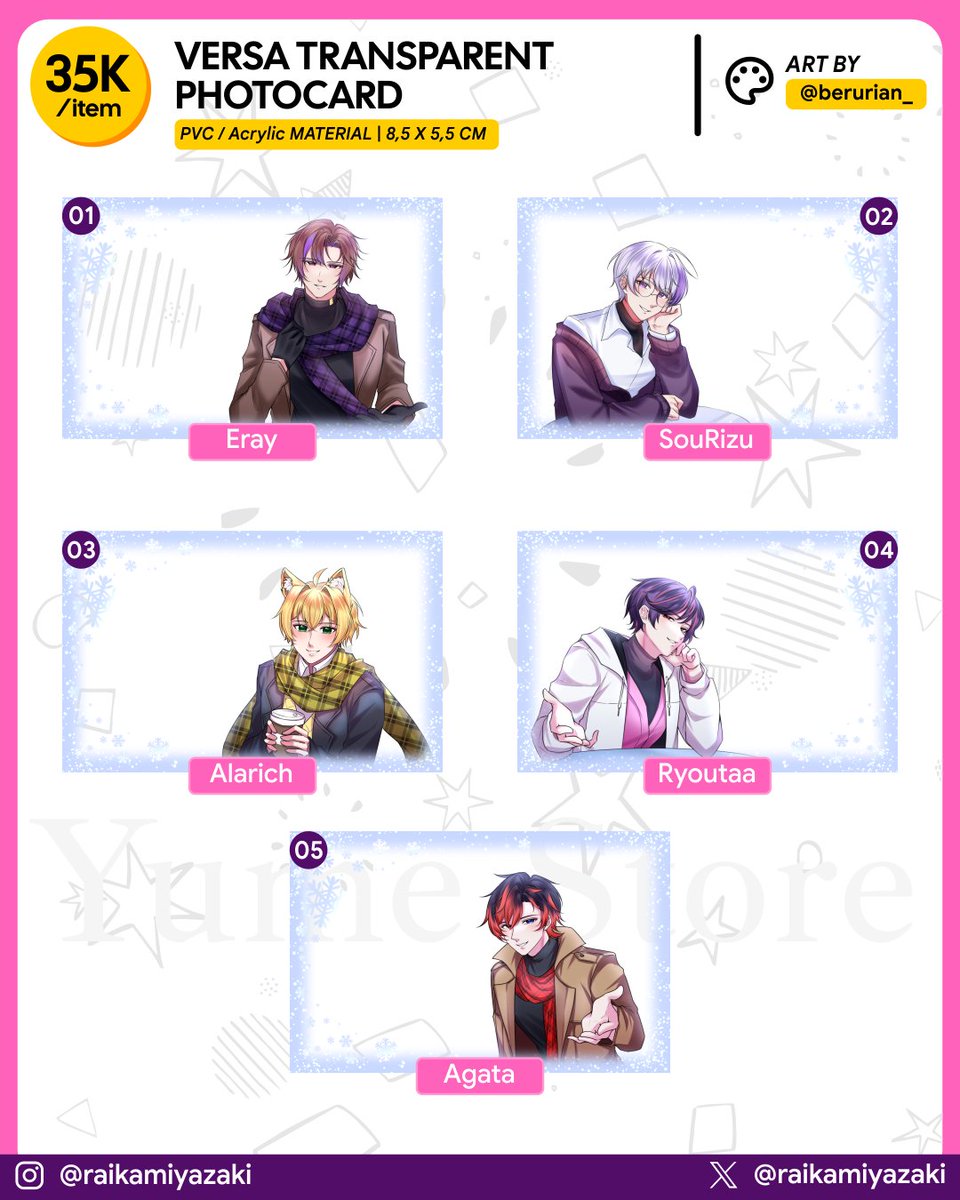 raikamiyazaki's tweet photo. [❤️&amp;🔄 very appreciated🫶]

(1/2)

Hallo~
YumeStore's Catalog #VERSA ⭐ in #Comifuro23

🗓️: 31 Oct - 1 Nov 2026
📍: ICE BSD Hall 5-10, BOOTH @pancakaryamerch : R-35 ab (Both days)

Yuk di jemput abang" gantengnya 💕 tambahan 1 item baru OTS only 🤭

#UNIVERSA #VERKARYA #CF23 https://t.co/g1OoH6oBMu