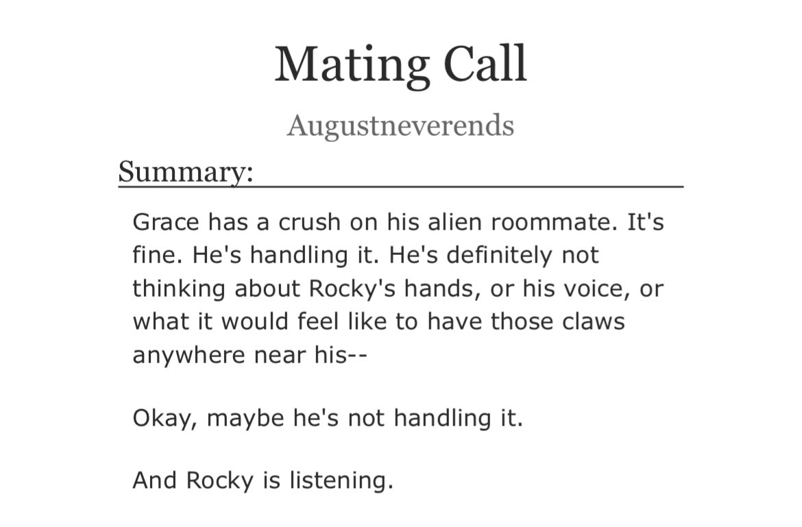 Mirrrrrrirkz's tweet photo. mating call chapter 11 is up!! a little predator/prey, a little horny breeding fantasy, some jealous&amp;possessive rocky pov, and some light angst 🪨🦊 

#gracerocky #savestars #phm

🔗 below ⬇️ 
https://t.co/JUHyZx5LN8 https://t.co/IsTKcFQyRU