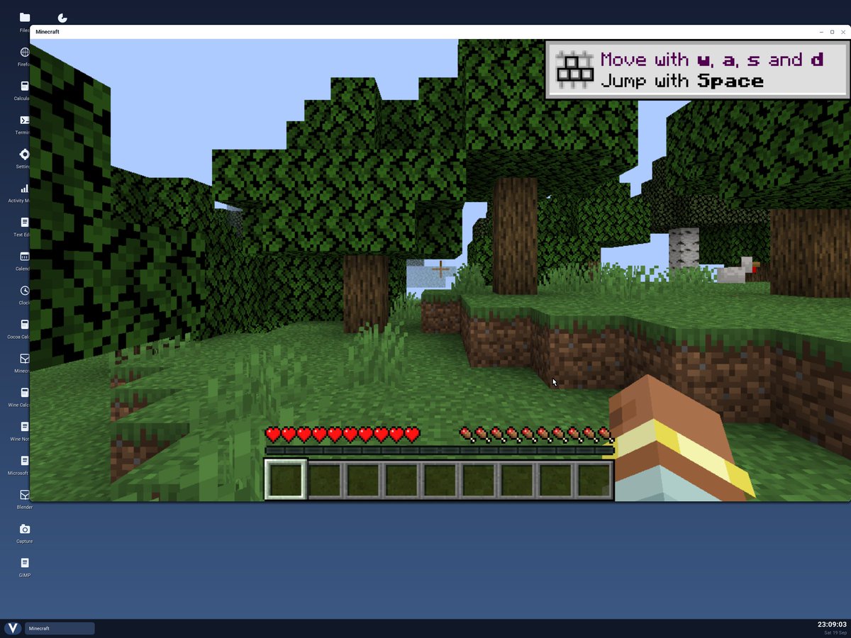 v_language's tweet photo. Several people pointed out that it wasn't Minecraft in the  screenshot.

Indeed, it was Minetest.

Well, here's Vinix running official Minecraft, Java edition:

https://t.co/jdpbhde7kM https://t.co/bOINoycqhQ
