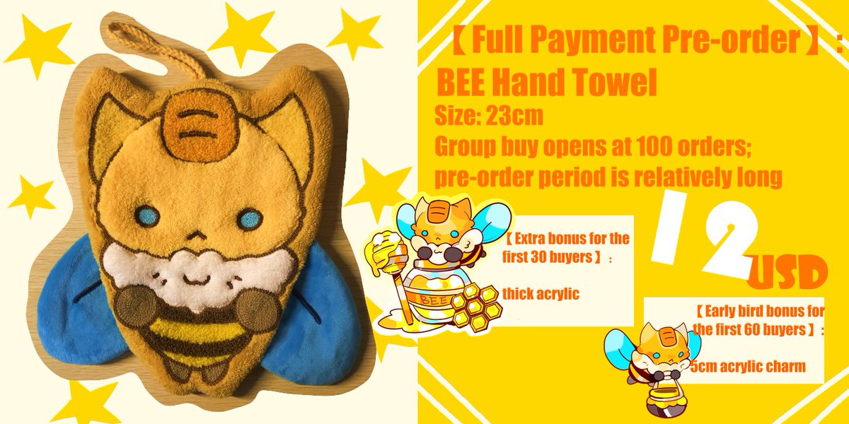 i_just_a_ice's tweet photo. 【 Full Payment Pre-order 】
BEE Hand Towel
Size: 23cm
Group buy opens at 100 orders;
pre-order period is relatively long

https://t.co/6MrpTRobSB https://t.co/lgSbmcUqnz