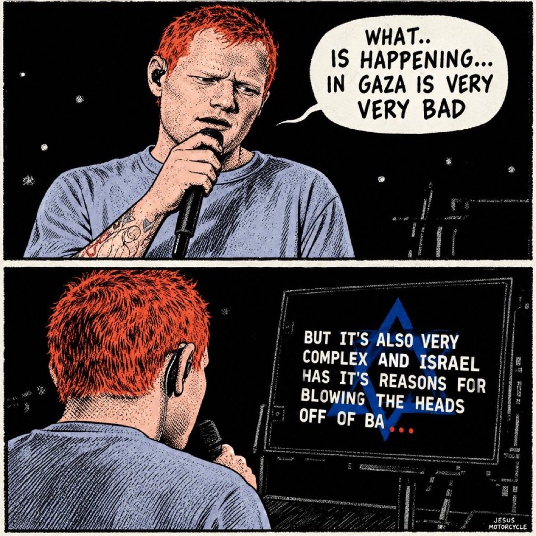 jacksonhinkle's tweet photo. ❌🇮🇱 Fuck Zio Ed Sheeran

Art by @JESUSMOT0RCYCLE https://t.co/BfOBMFPiVZ