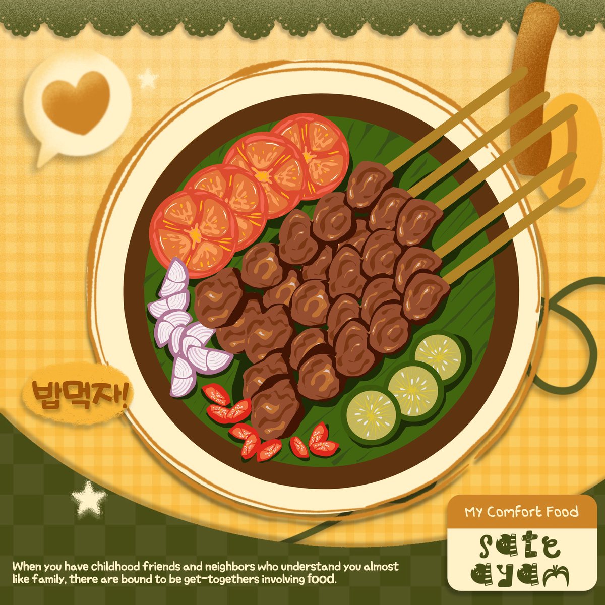 DongneSullyoon's tweet photo. sate ayam dan pisjo 🥓 yang satu savory, yang satunya lagi sweet, lengkap banget buat dimakan rame rame! alasannya karna makanan kesukaan aku aja sih? jadi aku mau bagi bagi ke semua orang tentang makanan kesukaan aku, semuanya harus cicip dan kebagian soalnya ENAK :33 https://t.co/j9UIAFdMaj