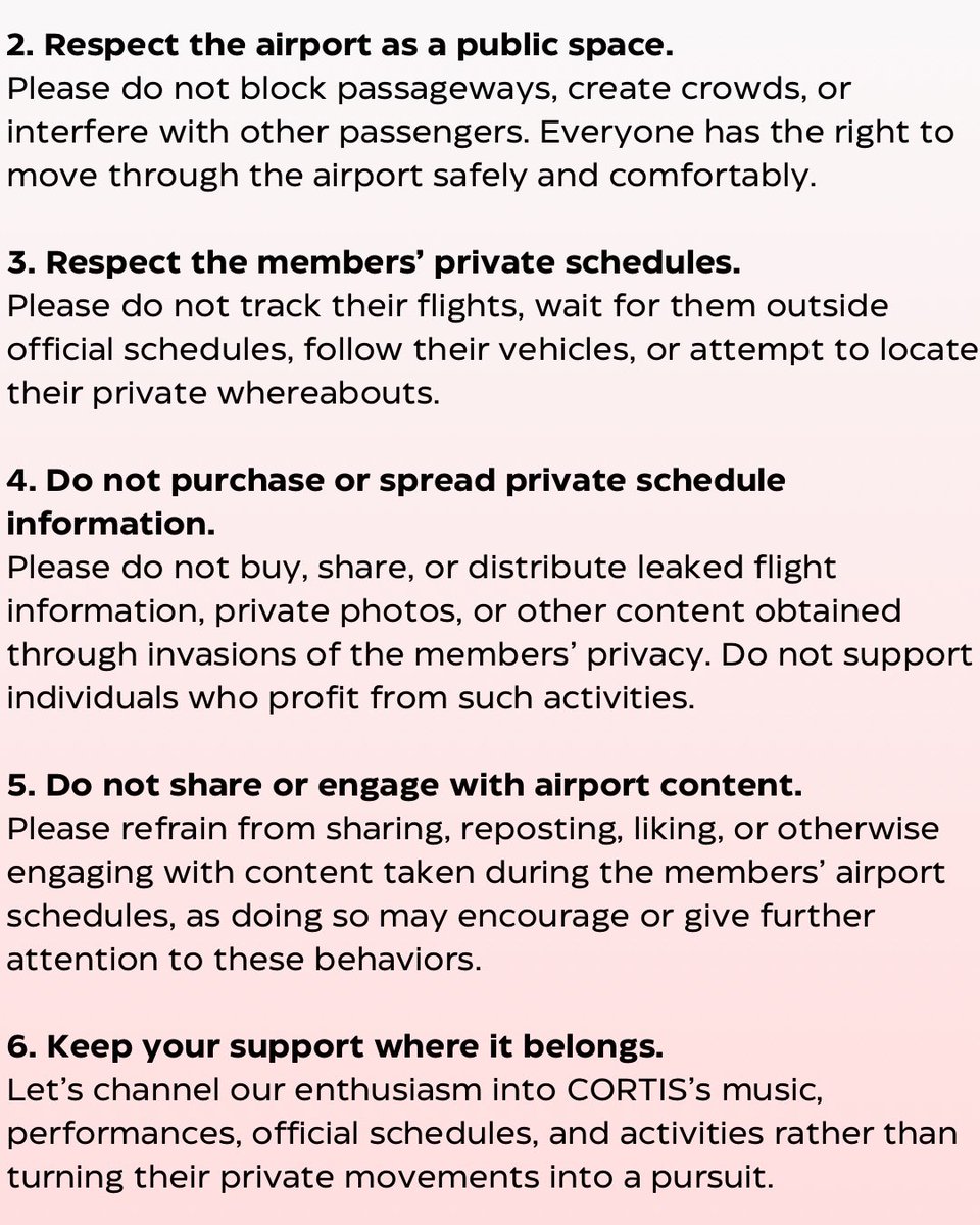 chinajamesbar's tweet photo. 🚨 ANNOUNCEMENT | ENSURING ARTIST SAFETY DURING AIRPORT SCHEDULES 🚨

@CORTIS_BIGHIT @BIGHIT_MUSIC @HYBE_LABELS

We hope the company will take clear and effective measures to prevent this kind of airport crowding from happening again. https://t.co/aDTvXPlivO