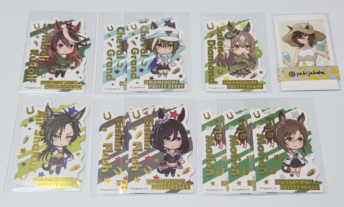 yakijakeka's tweet photo. 【交換】ウマ娘 ダイソー セリア ダイカットステッカー

シンボリルドルフ サトノダイヤモンド シュヴァルグラン ファインモーション エアシャカール エイシンフラッシュ

求
同種マンハッタンカフェ 1～2
同価格異種 各1～2
アクキー タキオン カフェ ポッケ
アクスタ タキオン カフェ https://t.co/SwMEBnGlyL