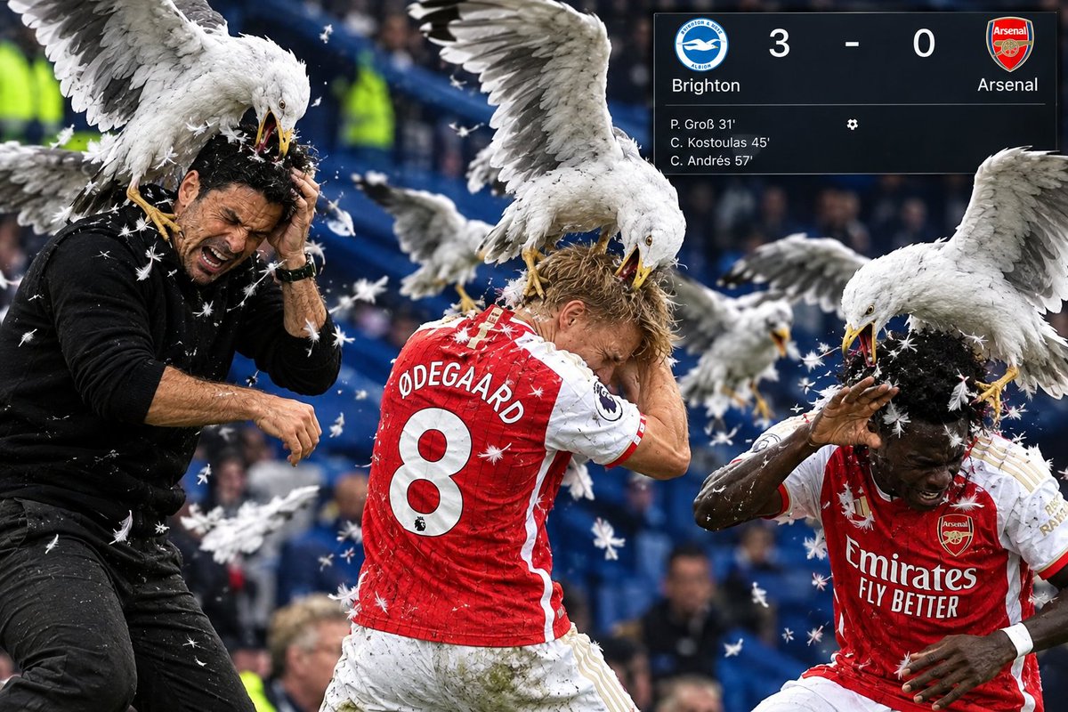 Cfc_Kemboi's tweet photo. Mikel Arteta And Co. Attacked by seagulls. https://t.co/V3w2yfP038
