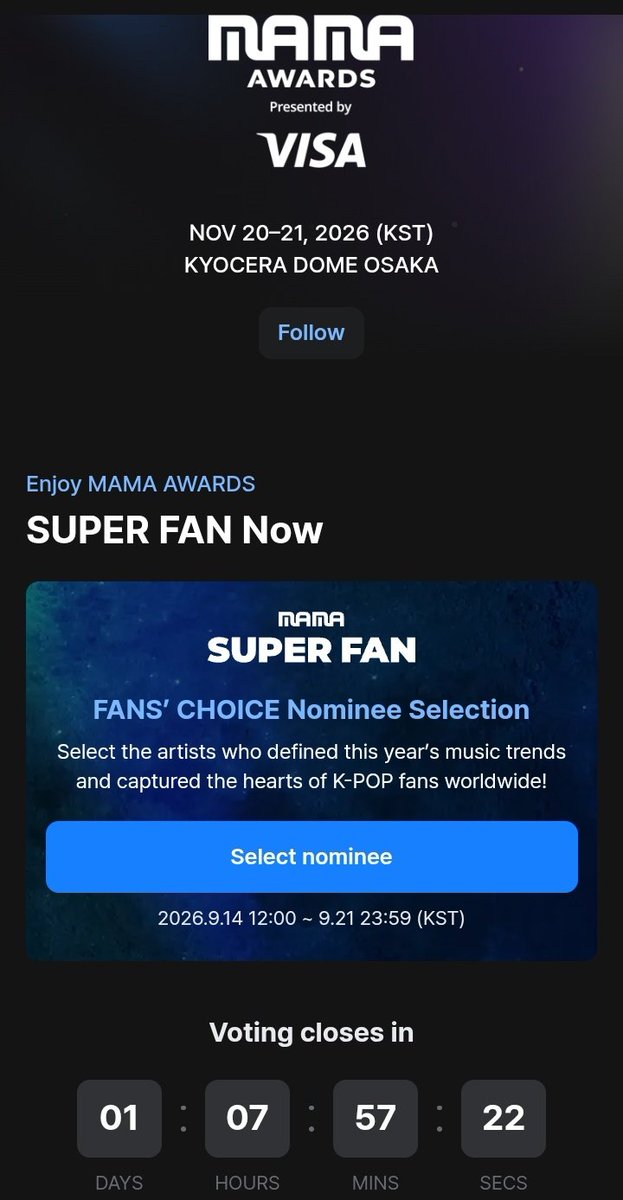 ENHYPENVTID's tweet photo. [🏆] MAMA 2026

ENGENEs, tersisa 1 hari lagi untuk bantu #ENHYPEN menjadi nominasi di kategori Fans' Choice🤍

❌mengambil screenshot list nominasi
✅ Pilih ENHYPEN + 4 Male Artist
✅ 5 Female Artist
📌Jangan lupa cek lagi sebelum submit!

Super fan, jangan sampai kelewatan! https://t.co/AT7fJxDa8e