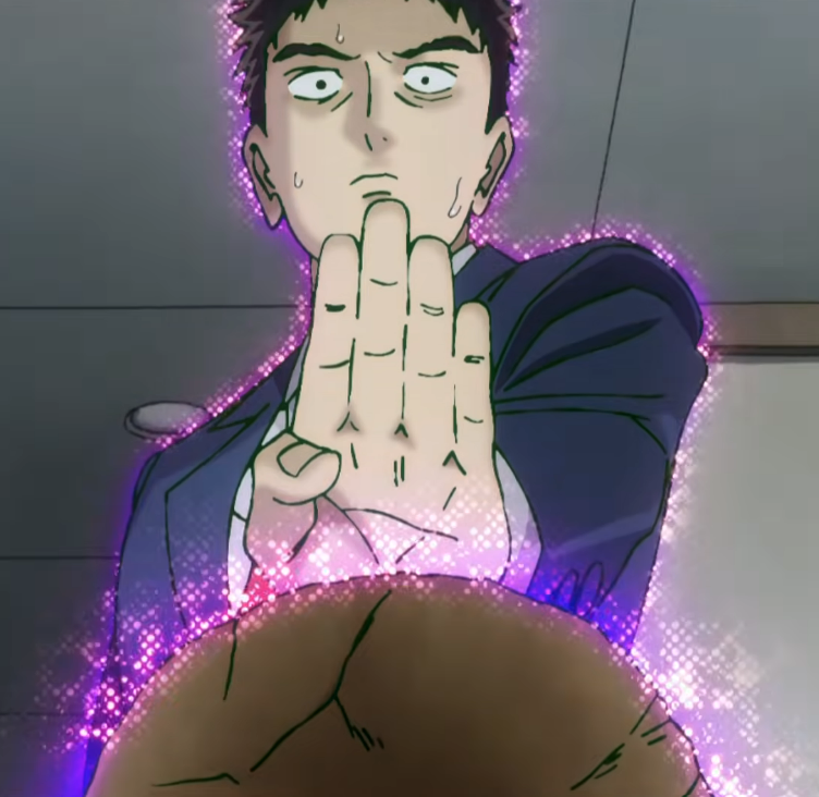 praxieserver's tweet photo. i couldnt really make out what exactly the texture of serizawa's aura was before, but while rewatching i realized it was something like a manga screentone or a retro bitmap... its likely he was an otaku while being a shut in so i think thats a neat detail! https://t.co/kw8UixU9az