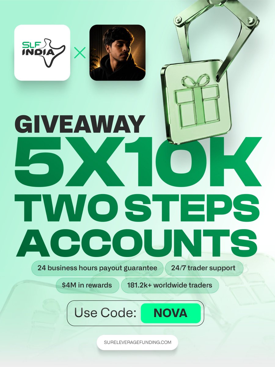 risers343's tweet photo. $50K CHALLENGE GIVEAWAY! 🚨

🏆 5 traders will WIN a $10K Challenge Account

How to Enter: 

> Follow @risers343 @Rajsureleverage @SLF_India @SureLeverageCEO 

> Like + Retweet + Tag 2 Friends

> Follow SLF India Insta
https://t.co/KqhfmjKPF6

Winners in 5 days https://t.co/EJMT2AwHZh