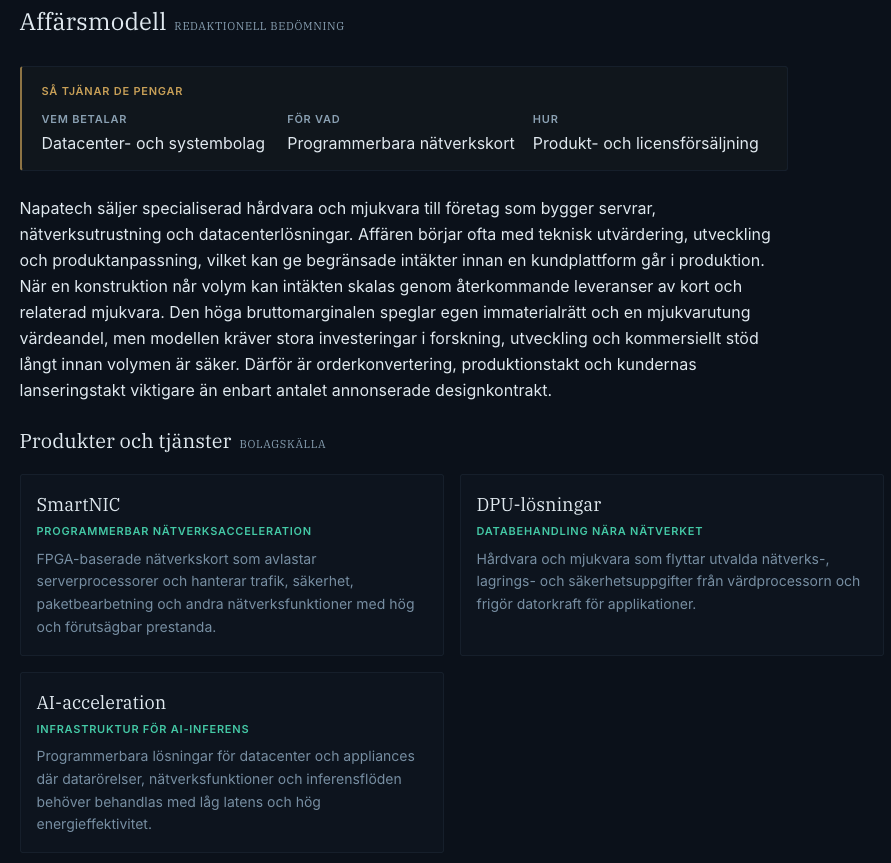 BolagsAtlas's tweet photo. Alla pratar AI. Färre tittar på infrastrukturen bakom. Napatech är ett mindre bolag med exponering mot datacenter, nätverk och acceleration av AI-/säkerhetsarbetslaster men är sannolikt okänt för många investerare. Nu uppdaterad profil på https://t.co/ssoD4CLFoH #finanstwitter https://t.co/To7Jisxkj1