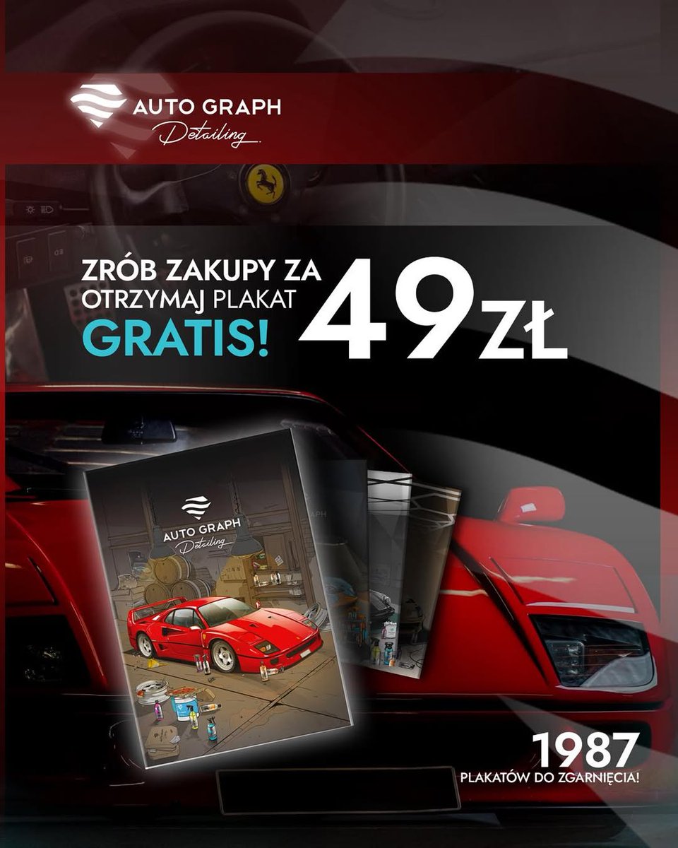 jamesmoore72343's tweet photo. The final limited-edition Auto Graph Detailing poster of the year is here: the legendary Ferrari F40. Spend at least 49 PLN on Auto Graph Detailing products and get it free. Limited stock—once it’s gone, it’s gone. https://t.co/5PbcJEiOPi