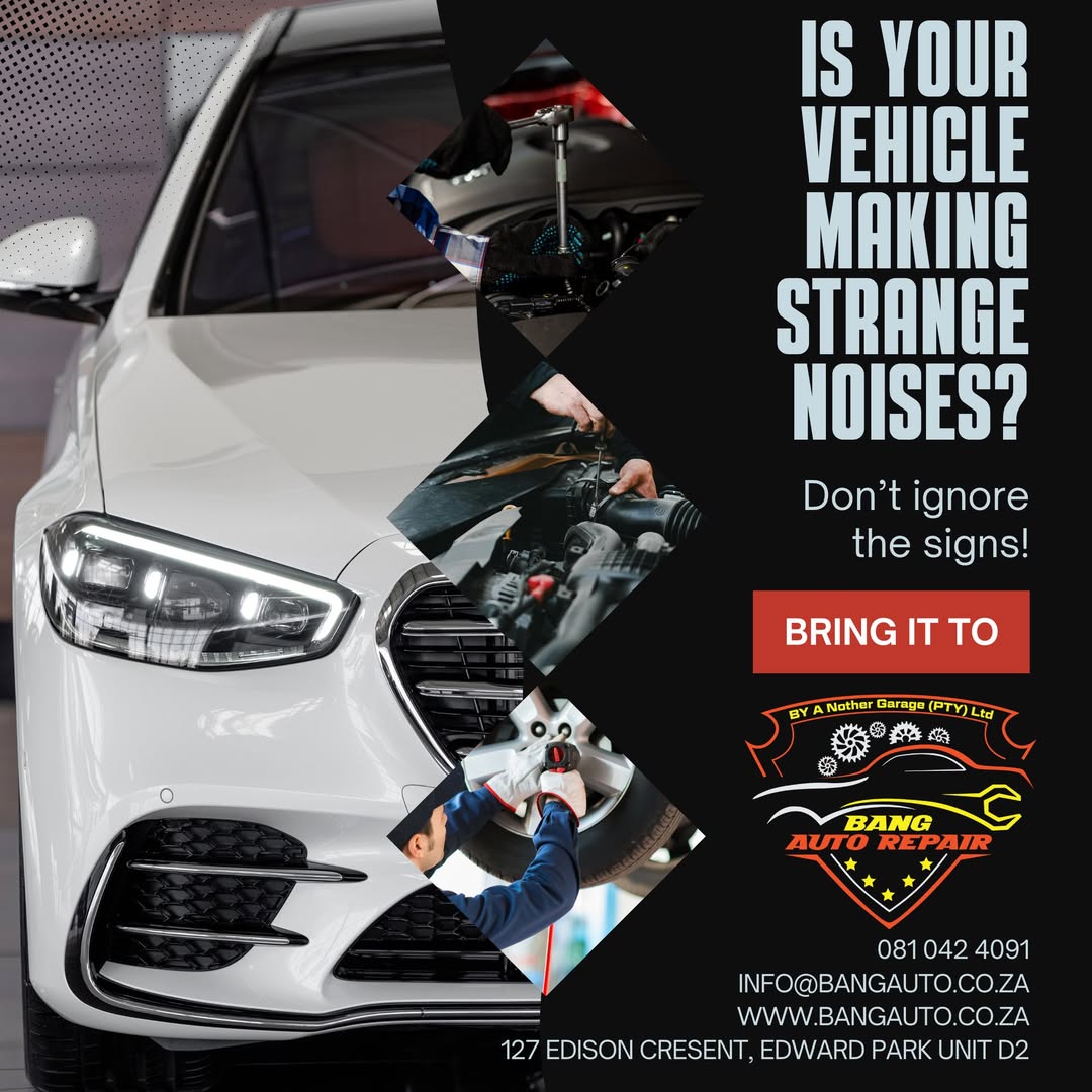 emilysmith64959's tweet photo. Is your car making strange noises? Don’t ignore the signs. Bring it to B. A. N. G Auto Repairs for expert diagnostics and quality repairs. Drive with confidence again. Call 081 042 4091 or email info@bangauto. co. za https://t.co/Lxu9bO5Ah4