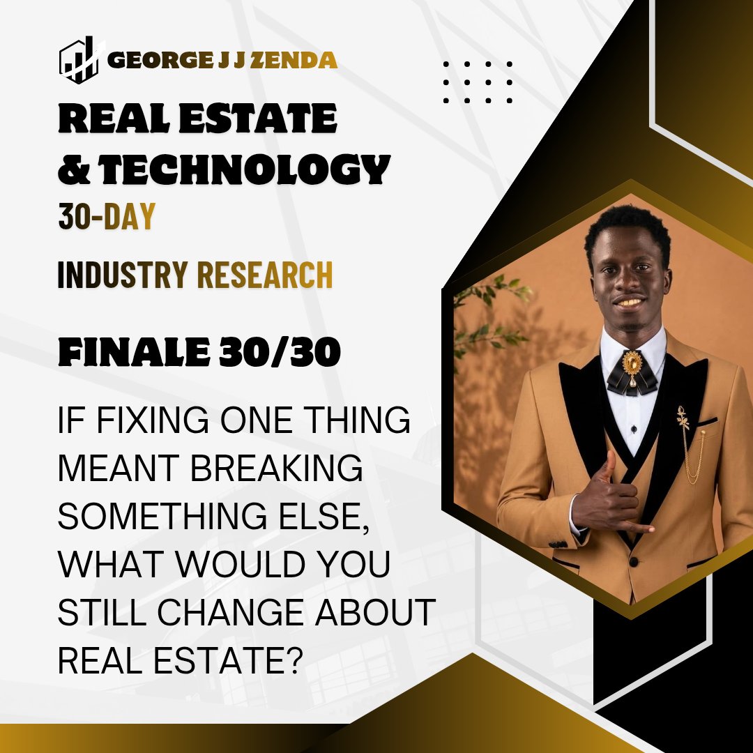 OptaJoe06's tweet photo. 🌍 30 DAYS. 30 QUESTIONS

 THIS IS IT

For the past month I've asked people across different countries, roles and generations to tell me the truth about an industry most people only experience a handful of times in their life

We've named what's broken. What's normalized but shouldn't be. Where AI helps, where it shouldn't be trusted alone, what won't change even by 2035.
Here's the last one, and it's not a soft one

Every fix in real estate creates a trade off. More transparency can hurt agents who profit from information gaps
Faster transactions can mean less due diligence. More access can mean more competition for the people who currently benefit from scarcity

So: if fixing one thing meant breaking something else costing someone their advantage, their income, their old way of doing things what would you still change, knowing that?

Say the thing you'd change even if someone loses out because of it.
To everyone who commented, disagreed, pushed back or shared something honest over these 30 days thank you

 I'll be sharing what this taught me soon

Last question. Don't hold back
👇🏾
Day 30/30 — Real Estate × Technology
#RealEstate #PropTech #RealEstateTechnology #PropertyDevelopment