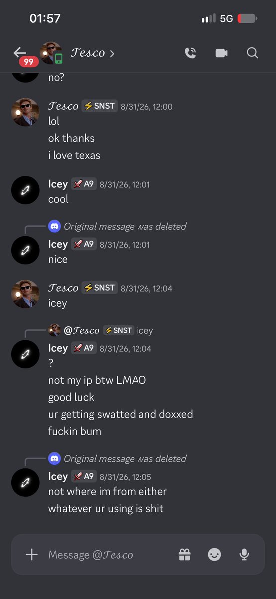 iceymgmt's tweet photo. This is from a guy who failed to doxx me a while back because I didn’t want to be in his team. His other founder was disrespectful towards me. He just made accusations on me trying to “nuke” the server when my rep is perfect and I’ve never nuked or even know how to. https://t.co/lQmG3tDWWL