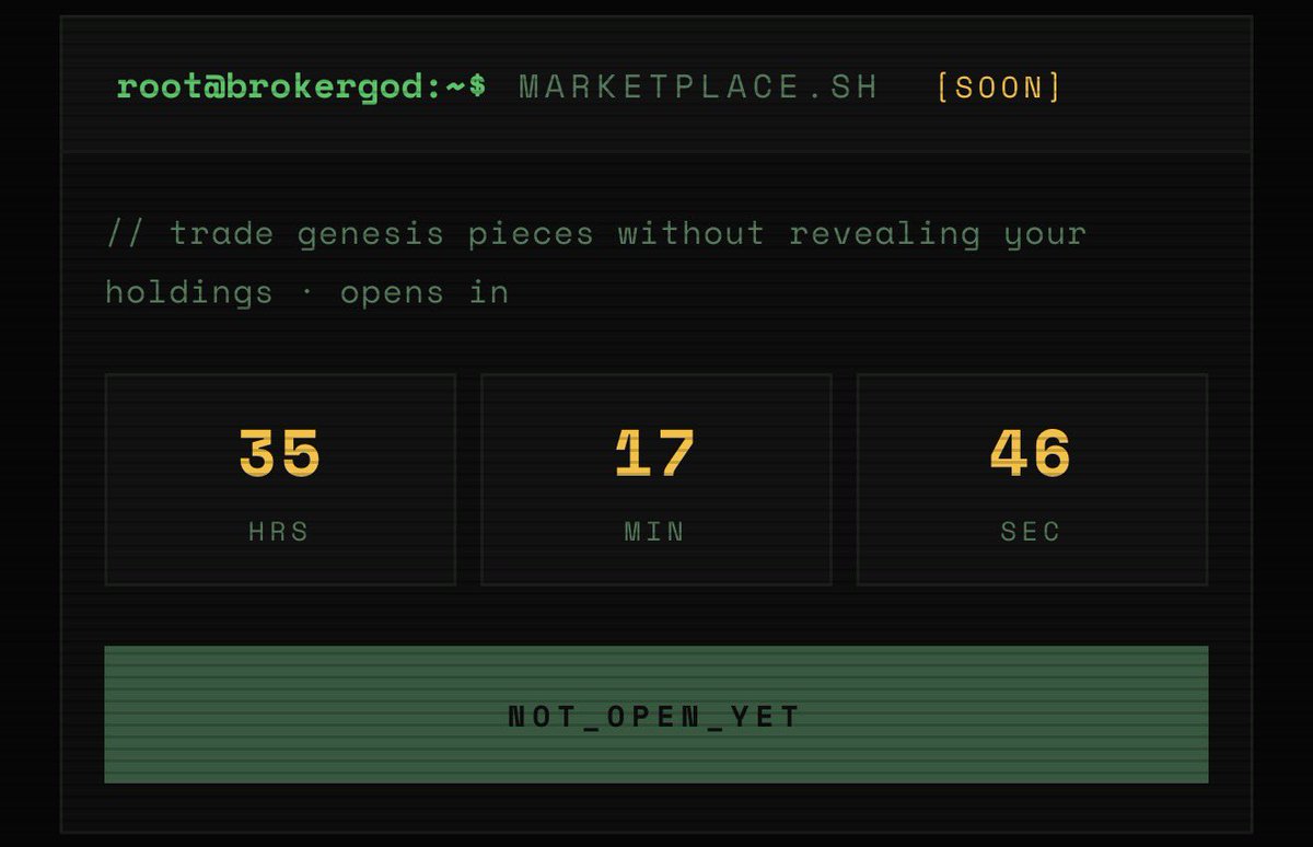 brokergod's tweet photo. Mint today 5PM UTC

3900broker_0.01MP

$BROKER coming soon 👀 https://t.co/ohOaRHGNqJ