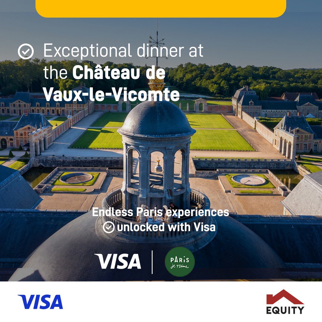 KeEquityBank's tweet photo. Pay with your Equity Visa card and enjoy every moment with ease.
T &Cs Apply
#EquityBank #VisaDestinations #PayWithVisa https://t.co/JX6MsXGY25
