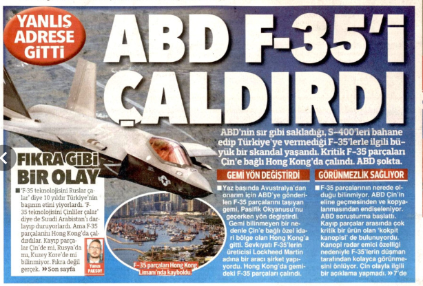 Zekeriya_Say's tweet photo. Çin, F-35'in kanopisini çaldı diye ABD topyekün seferberlik ilan etti.
*
Bizdeki Operasyon Çocukları ise KAAN'ın "kanopisi" için "Vileda sapı" diye dalga geçiyordu.
*
İçimizdeki bazı şeref yoksunları belki bu habere bakıp yaptıklarından utanırlar.. https://t.co/3LaIEbIgAR