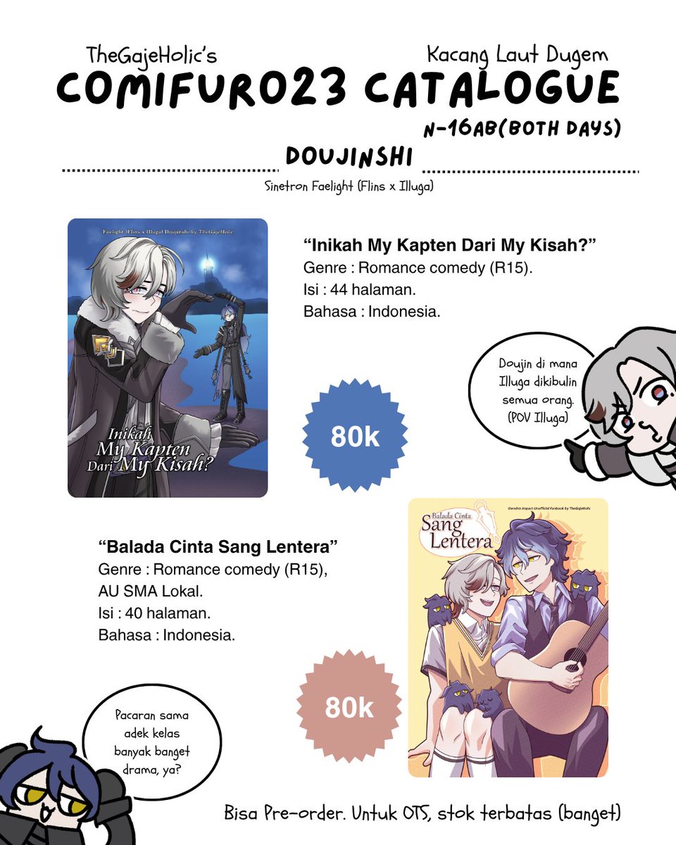 thegajeholic's tweet photo. #Comifuro23 Catalogue and PO
PO Period : 20 September - 10 October.
Pick up booth : "Kacang Laut Dugem" N-16ab (both days)
PO Link : https://t.co/m8hfkMsZGu

(♥️&amp;🔁are appreciated)
See you there!
#CF23Catalogue https://t.co/a4SqsRIWhX