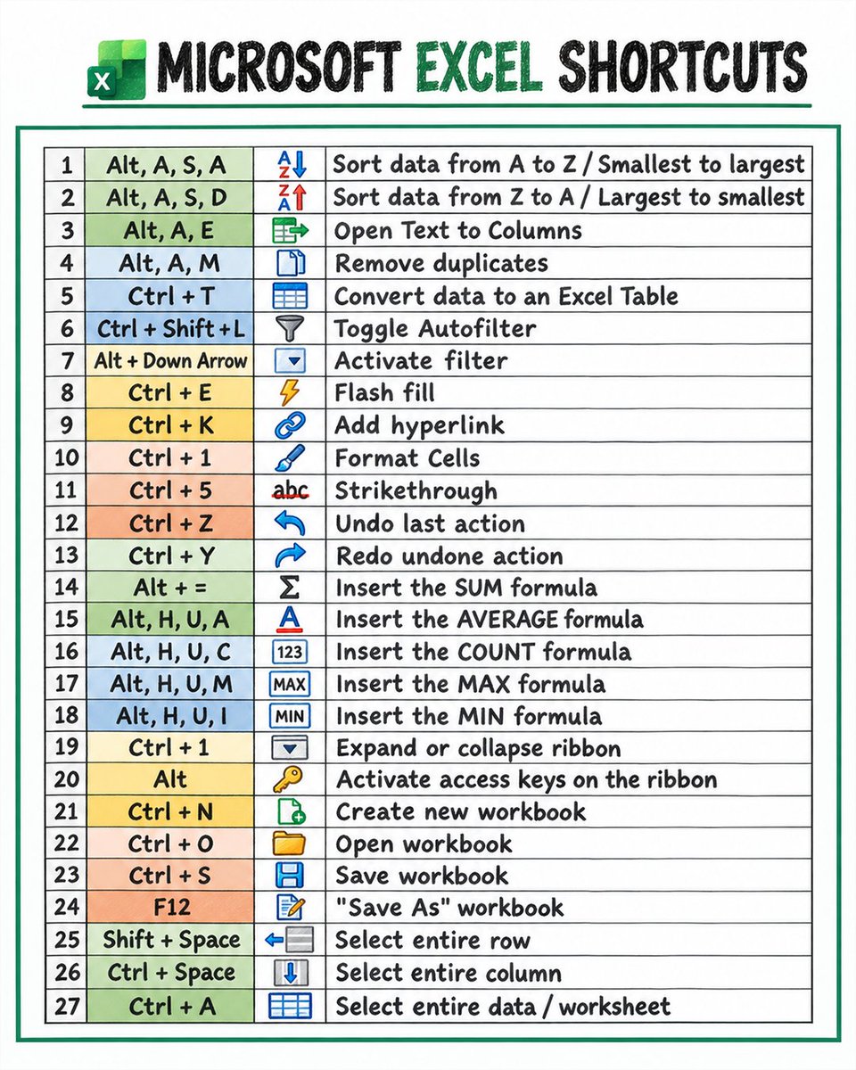 timetooffice's tweet photo. Maximize your productivity with excel

#ExcelShortcuts #ExcelForBeginners  #officelife https://t.co/zbNqMYbIRG