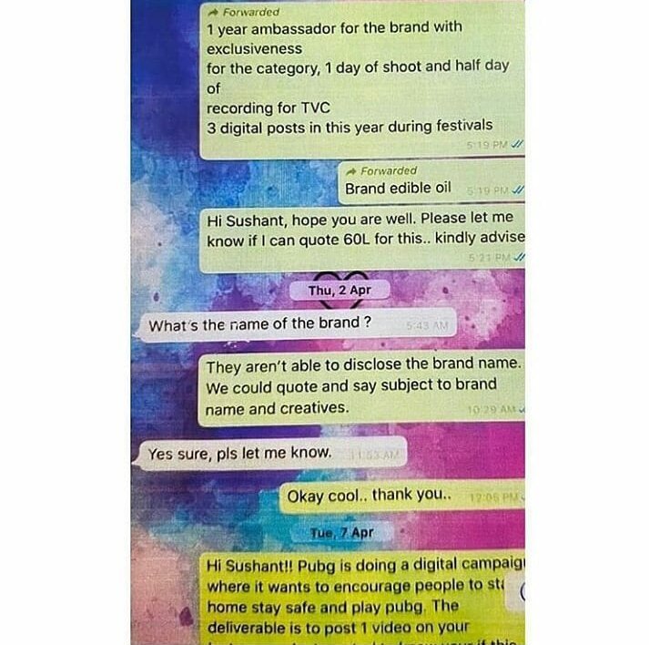 Chatarpatarr's tweet photo. WhatsApp chat b/w SSR &amp; Disha reveals everything was fine until April. Then, why both of them lost their lives so brutally?

CBI Disappointing InSSRCase 

#JusticeForSushantSinghRajput🔱
#JusticeForDishaSalian🔱 
#ArrestTheCulprits 
#BoycottBollywood https://t.co/GslP52Dvov