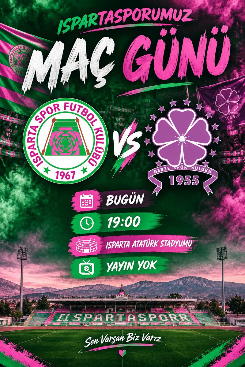 furkaniniz27's tweet photo. Maç Günü 

Ispartaspor - Gebzespor 

Bugün

19:00

Isparta Atatürk Stadyumu 

Yayın Yok 

#Ispartaspor #Isparta #ISPvGEB https://t.co/apBKvtUwoJ