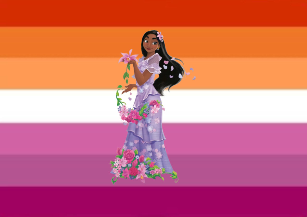 jacarandaaaas's tweet photo. lesbian flag for lesbians who love isabela madrigal https://t.co/4rceMxWDiD
