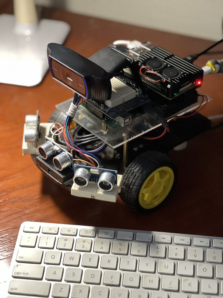 AlexNoyanov's tweet photo. Working on the robot, #raspberrypi with camera working, next step is to wire #arduino with usb and send commands to the fly brain to make it interact with physical world around https://t.co/itVOZhF2Bn