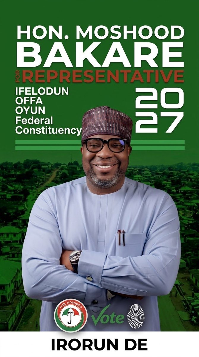Honbakare27's tweet photo. IRORUN DE!

NO STATUS QUO, JUST SERIOUS PROGRESS!

2027 belongs to the people! 

Vote Hon. Moshood Bakare for Federal House of Representatives (Ifelodun/Offa/Oyun).

PDP⛱️

MOSH2027-IRORUN DE! https://t.co/1vFXfK96Jq
