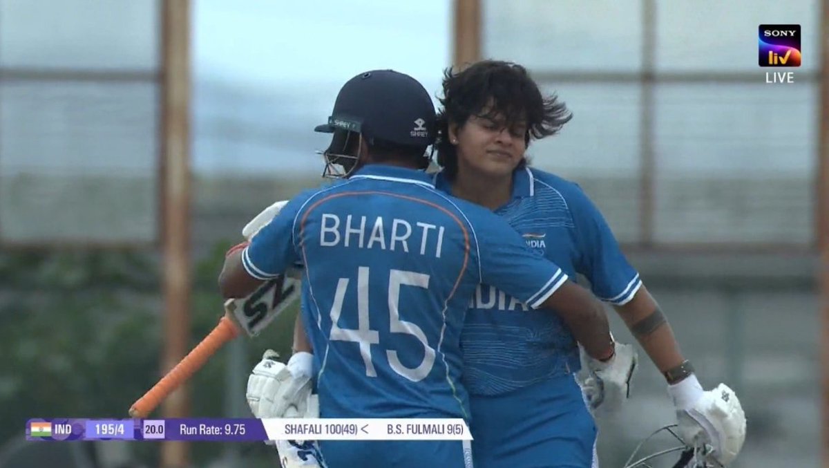 Pavilionpulse's tweet photo. 🚨 SHAFALI VERMA SMASHES HER MAIDEN T20I HUNDRED! 💯🔥
— A sensational century in the Asian Games semi-final. 🥶🇮🇳
#Shafaliverma #Asiangames #Smritimandhana #INDvsAFG https://t.co/akEEWWARsB