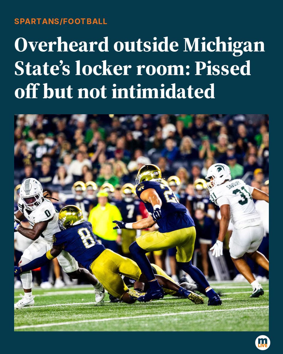 MLiveSports's tweet photo. Notable quotes from Pat Fitzgerald and the Spartans after losing at No. 3 Notre Dame on Saturday. https://t.co/iLMdipwmS4 https://t.co/EzTxIgvNRC