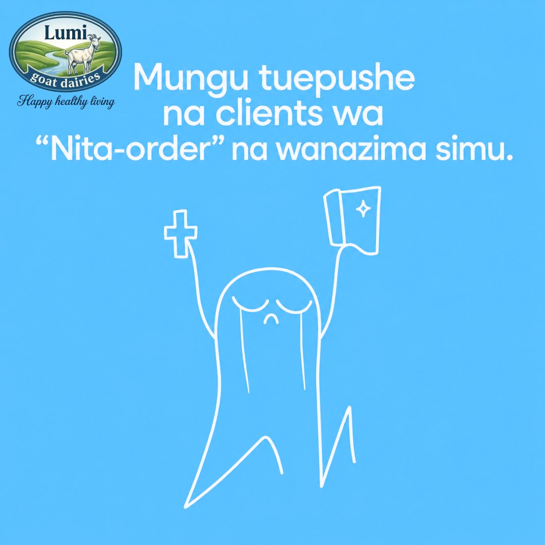 Lumi_Goatmilk's tweet photo. Mungu tuepushe na clients wa "tutakuja" na hawakuji. 😭😂

📲 Order via WhatsApp: 0704 297417 

🛒 Order conveniently on https://t.co/m8xShoe1EF

Experience the goodness of premium goat milk today.

#GoatMilk #LumiGoatDairies https://t.co/4yU4TFl0Hk