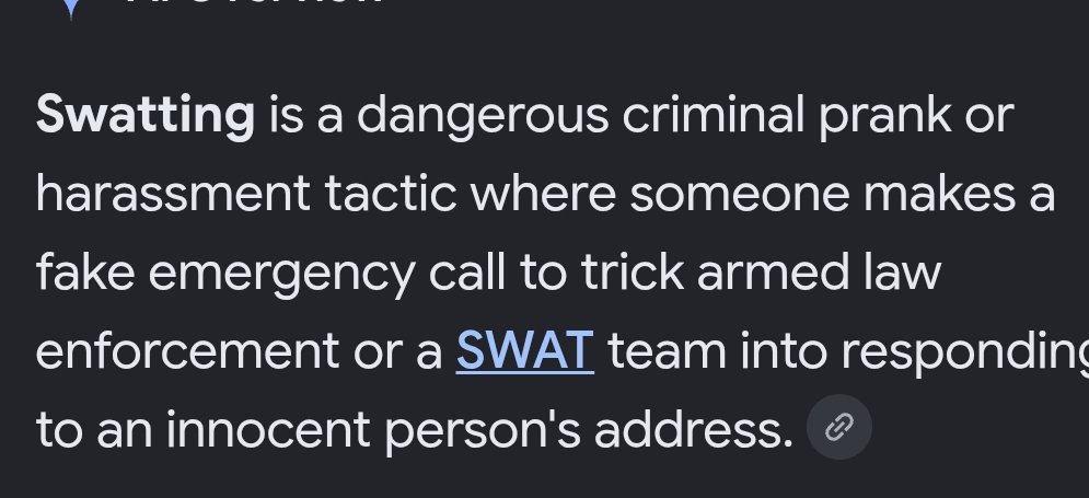 ChilliChilli04's tweet photo. @RainLutz1 @ClipXClipX Swatting is just tricking law enforcement or swat team. Its both but yeah your right its a waste of time. https://t.co/9TbeVqVpXI