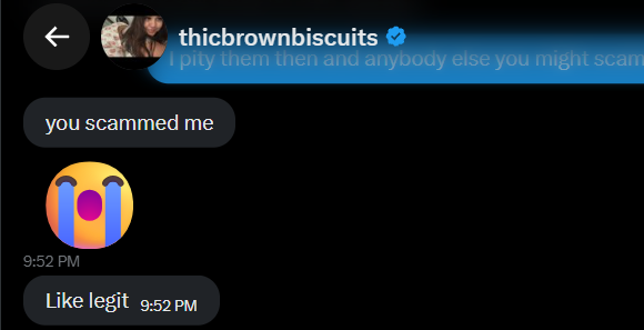OpenMouthChair's tweet photo. @blowoutbrat02 Isn't able to refund the money she owes me for the session she cant provide and she won't take accountability read this carefully

throughout our convo she did the following

- call me a scammer
- refuse to refund me
- not take the blame
- kinkshame me https://t.co/UHcheQvcCc