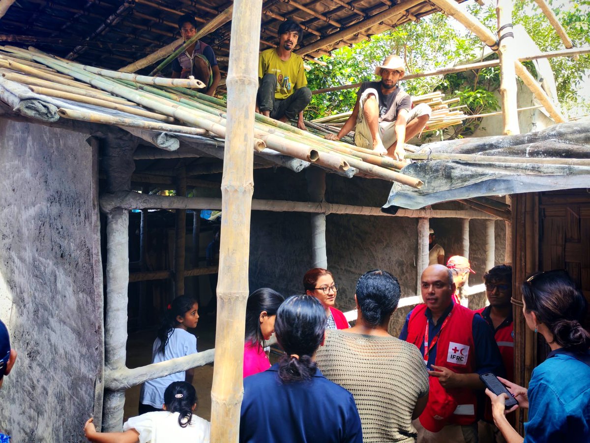 BDRCS1's tweet photo. Recently, two teams from @usembassydhaka & @eu_echo visited @BDRCS1 humanitarian activities with @ifrc & @RedCross support in #CoxsBazar Camps.
They observed #DRM & Temporary Safer Shelter (#TSS) for displaced Myanmar people.
#DRM
#USAmbassyDhaka
#ECHO
#HumanitarianResponse https://t.co/CuxRITR5XU