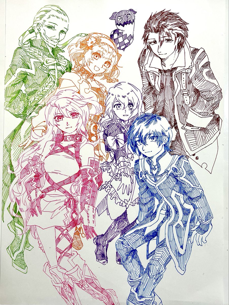 miramintkurun's tweet photo. 少し前にカラーボールペンで描いたものです。デジタルにちやほやされて生きてきたからアナログだと完成した時に気になるところが多いです🙃
それはそうといいパーティですよね https://t.co/vE4QJDzAr5