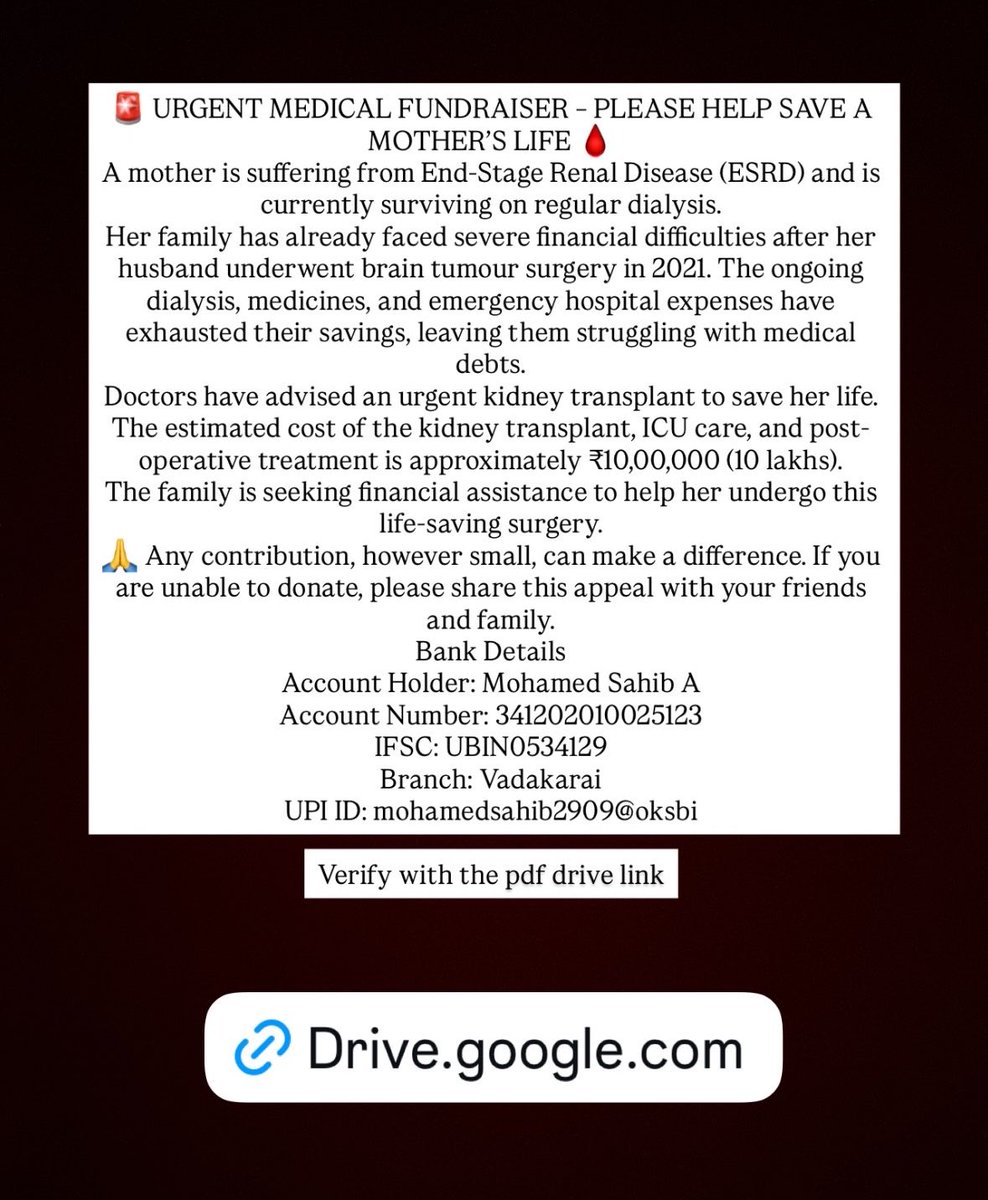 TrickTrackers's tweet photo. 🚨 URGENT MEDICAL FUNDRAISER - PLEASE HELP SAVE A MOTHER'S LIFE 🩸

Drive Link : https://t.co/RRsjzBUno0 https://t.co/vQ2joxZxRK