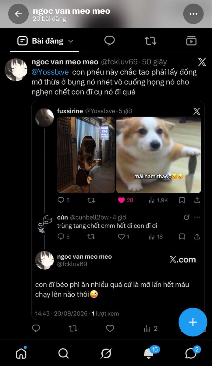 Yosslxve's tweet photo. bị tao chửi là con đĩ có nứng không cô cún ngu https://t.co/GNjdyoyO30