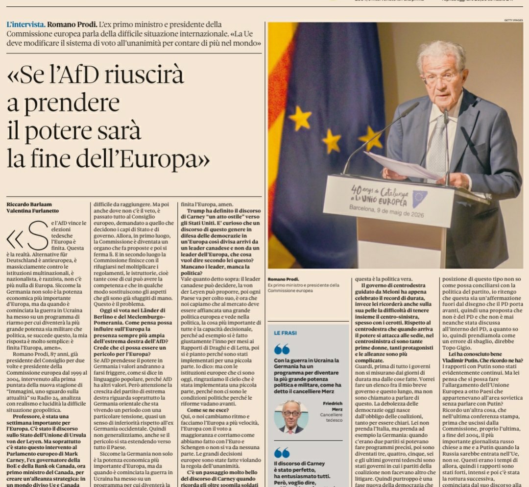 Gitro77's tweet photo. Romano Prodi è stato un protagonista indiscusso della distruzione dell'Italia: ha svenduto l'IRI, ha tagliato violentemente la spesa pubblica e ha cancellato la sovranità monetaria del Paese con l'adozione dell'euro. Una vita dedicata a difendere gli interessi stranieri contro quelli italiani.