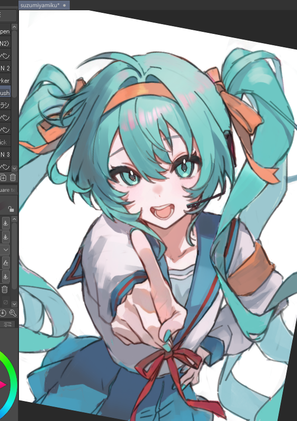 broom1216's tweet photo. 涼宮ミクでーすー☝️☝️
#初音ミク　＃涼宮ハルヒ https://t.co/IvI7oiYlLq
