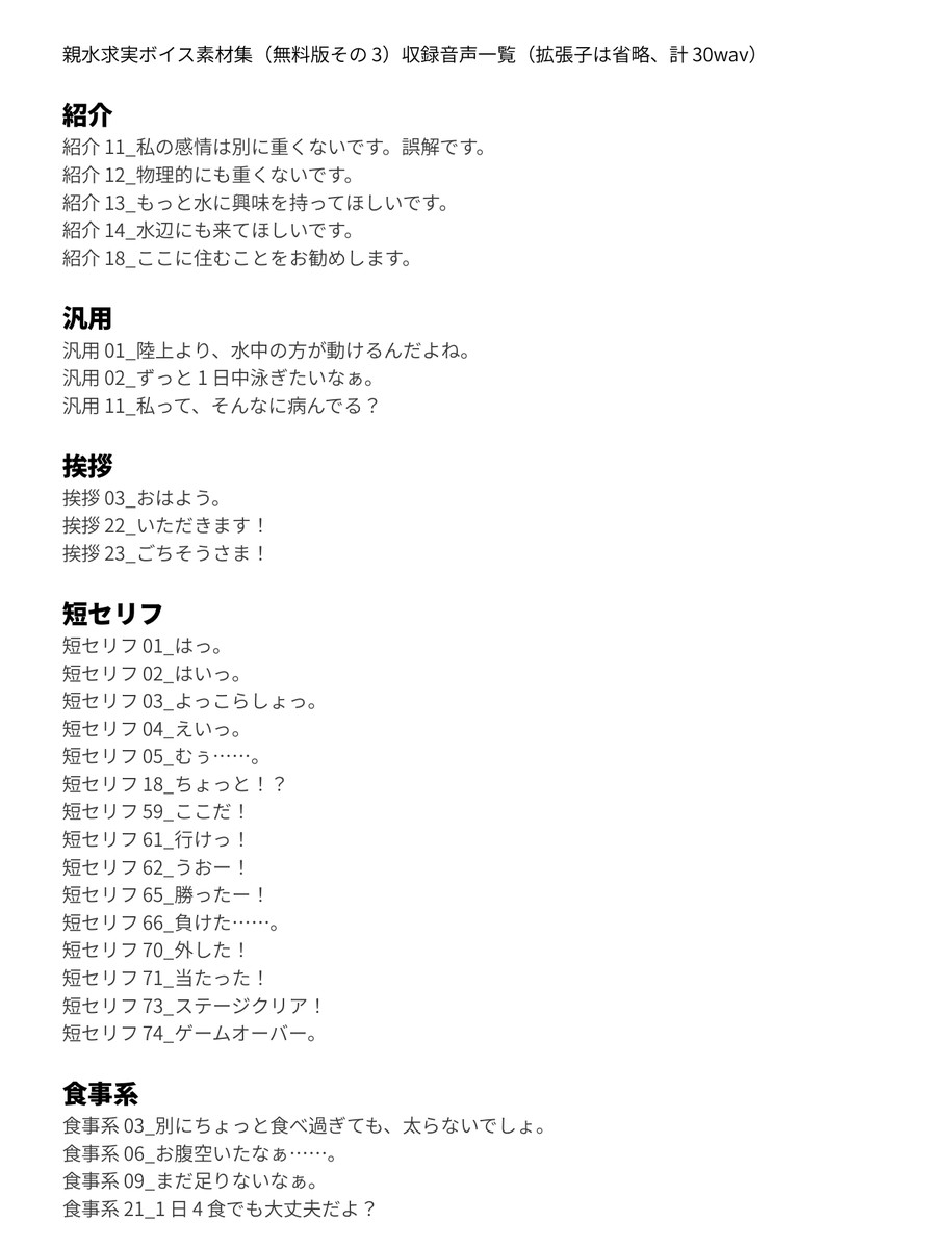 oyasuipj's tweet photo. 現在、おやすいプロジェクト公式ショップでは親水求実ボイス素材集（無料版）をその1から3まで配布中です！

今のところ、合計110wavありますので、公開中のPSD立ち絵と併せて、ぜひご利用ください！
ショップはこちら↓
https://t.co/GmooiRG1Ky https://t.co/9YuAf55Ckp