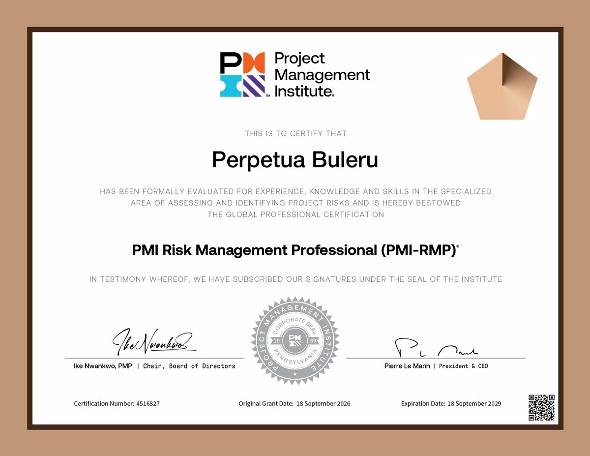 CoachProGlobal's tweet photo. Please join us in Congratulating  Mrs. Perpetua Buleru, one of our accomplished PMI-RMP® aspirants, has successfully earned the PMI RMP (Risk Management Professional) certification on her first attempt! 🎉

https://t.co/JG0FR89gAG

#CoachProConsulting #PMIRMP #RiskManagement #PMI https://t.co/ZbUaBJccYw