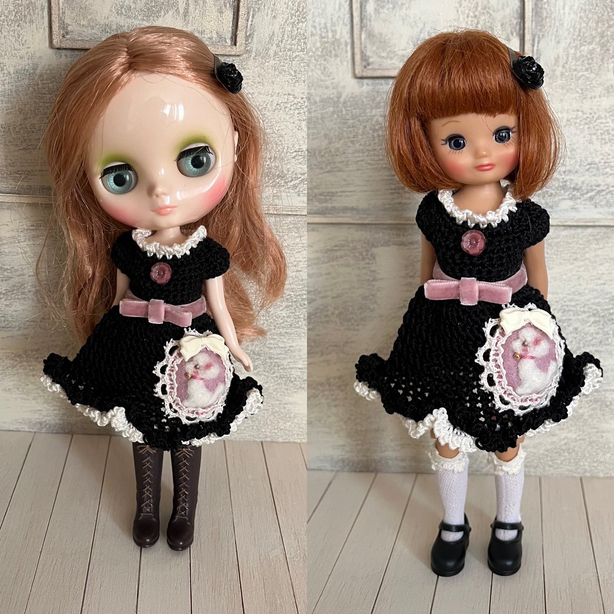 fairyland7_info's tweet photo. プードルちゃんワンピースset (黒)
imda1.7&amp;tokissi doll&amp;ミディ&amp;ベッツィサイズ

ワンピース、薔薇のパッチン留めの2点set

着用画像　すべて同じ服着用

#ドールショウ 
#imda  #imdadoll 
#tokissidoll
#ミディブライス
#ベッツィ https://t.co/KKRVGv2zPe