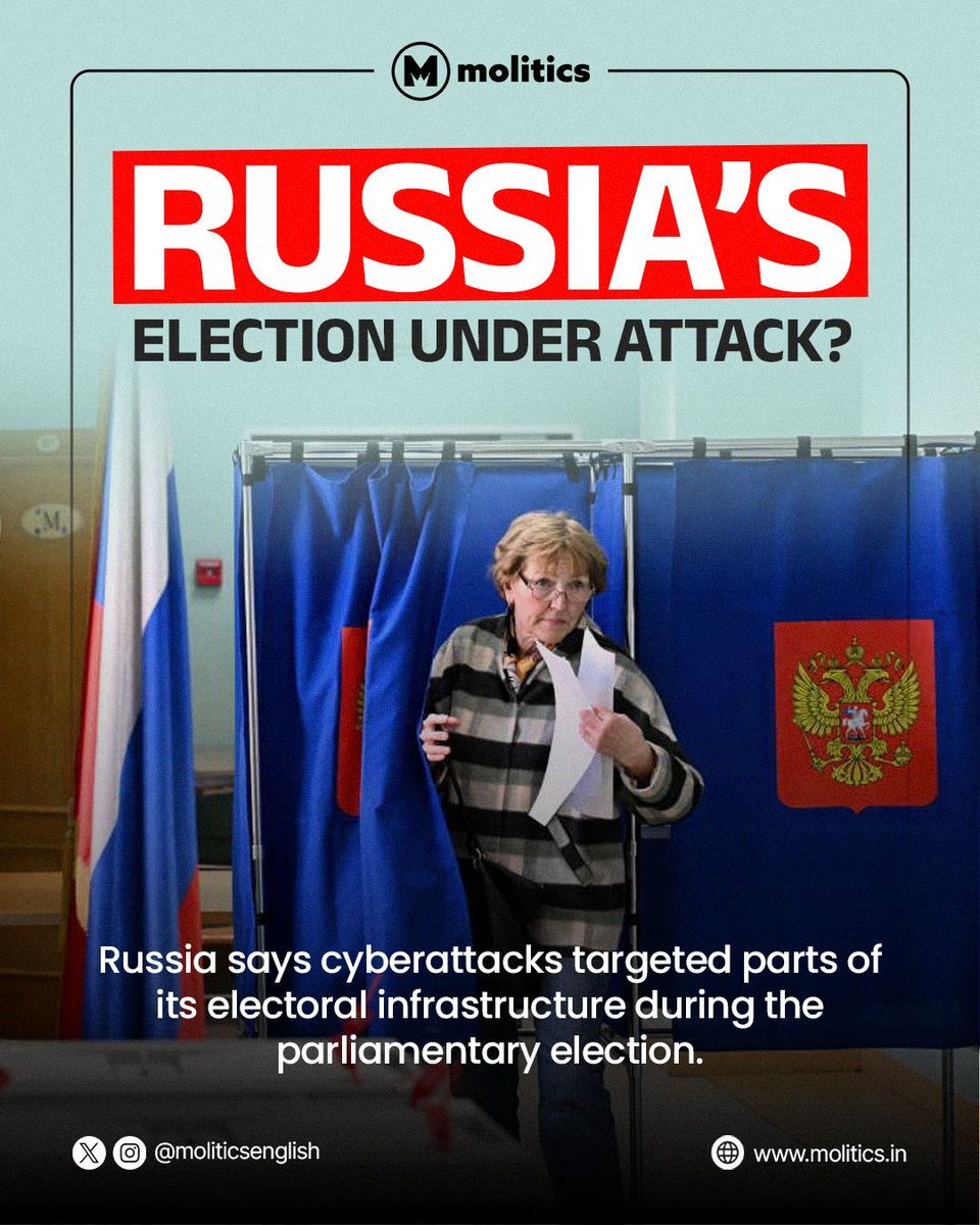 MoliticsEnglish's tweet photo. RUSSIA REPORTS ELECTION CYBERATTACKS

Authorities say voting systems and communication lines were targeted during the parliamentary election.

#Russia #RussiaElection #CyberAttack #Cybersecurity #Duma #Election https://t.co/F0X1RVlbgT