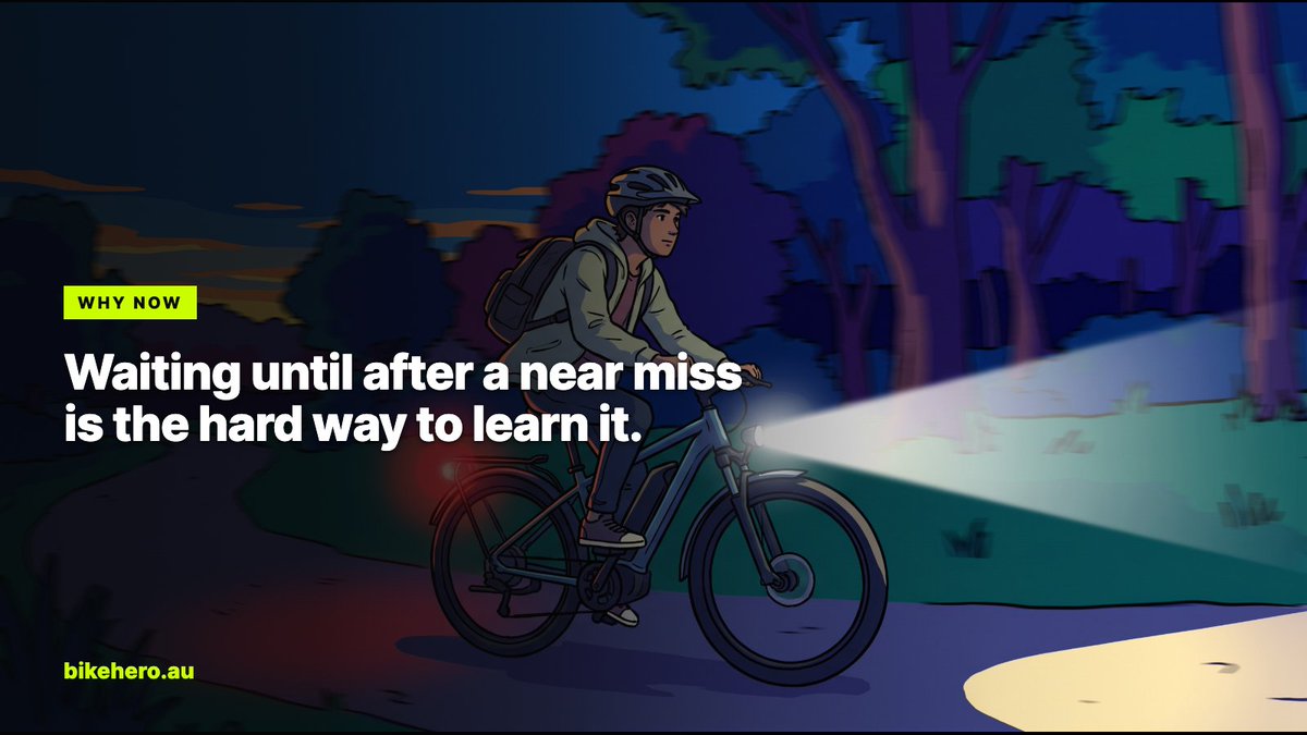 BikeHero_au's tweet photo. A thought for parents of teen riders: waiting until after a near miss is the hard way to learn it. https://t.co/NQ99aLAdsa